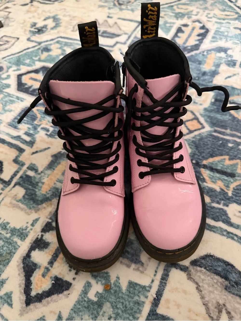Dr. Martens Pink Patent Leather Lace-Up Combat Boot